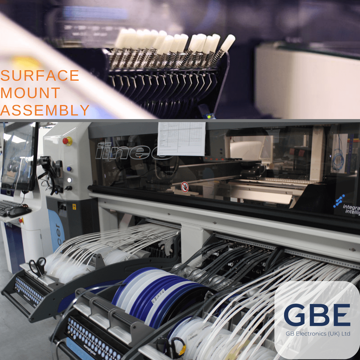 The surface mount assembly lines (Europlacer lineo+II pick and place machines) available at GBE.